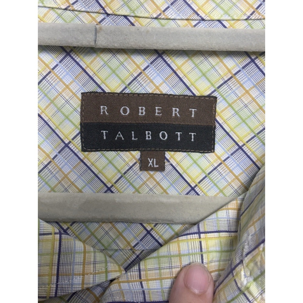 Robert Talbott Mens Long Sleeve Button Down Shirt XL Plaid Designed Carmel - Picture 4 of 4